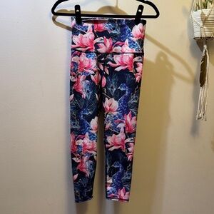 Peacock and Floral 3/4 Yoga Pants